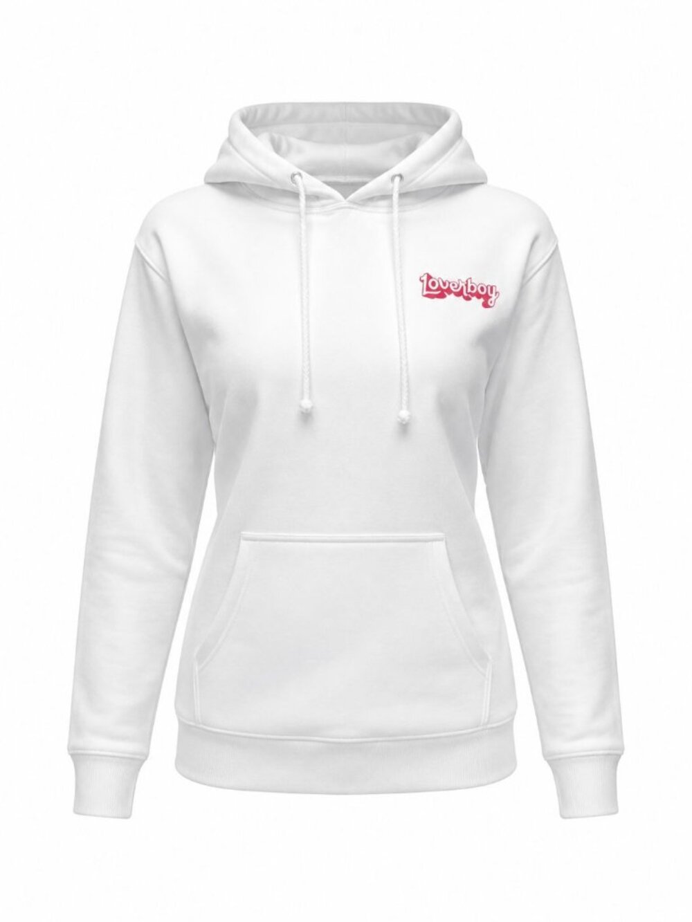 Loverboy White Hoodie With "No Regrets" & "Good Times" Back Graphics Kangaroo Po
